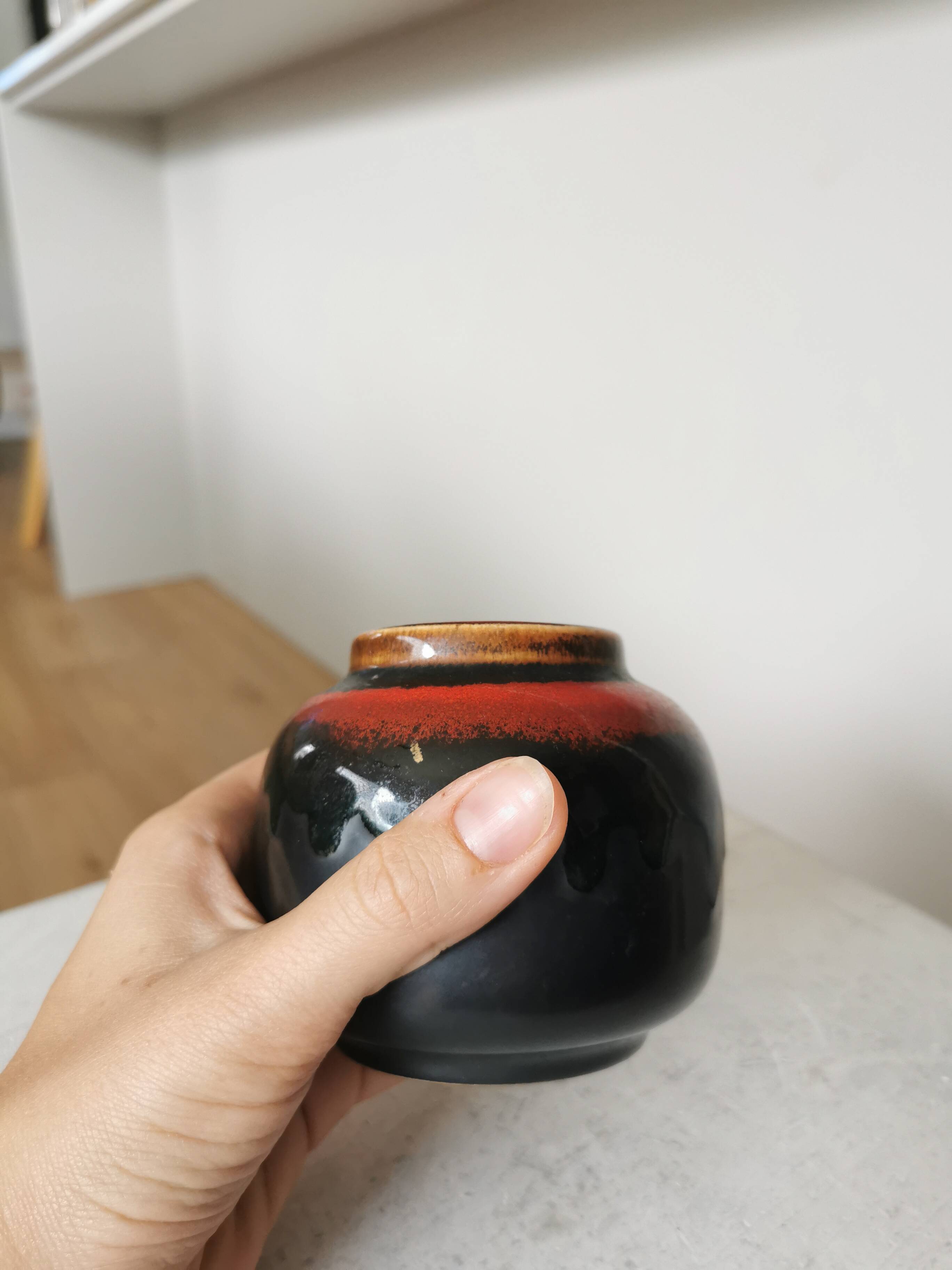 Vase vintage à glaçure lave : KIL Yougoslavie, décoration style milieu du siècle des années 1970