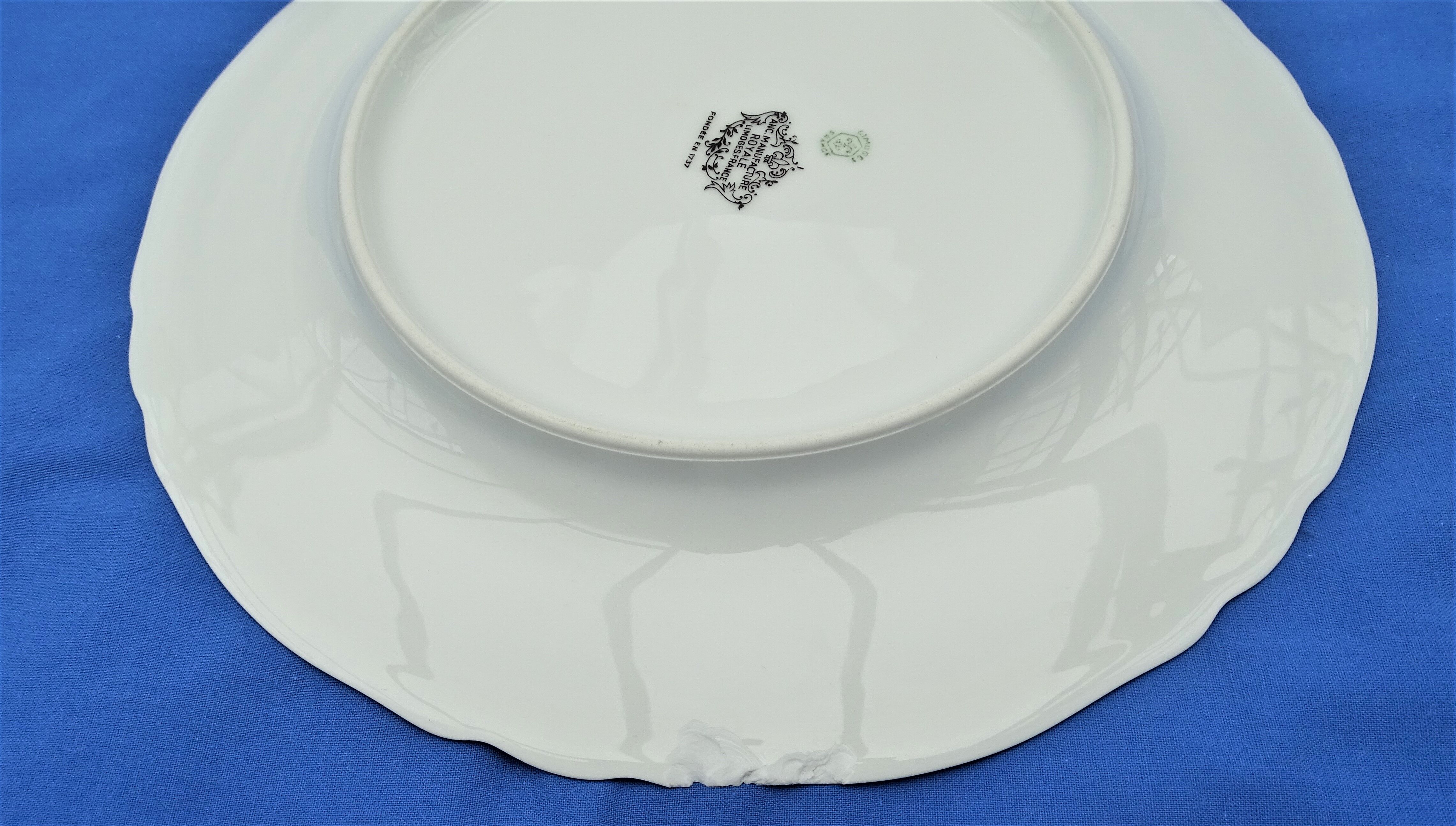Set de 10 assiettes plates blanches Limoges