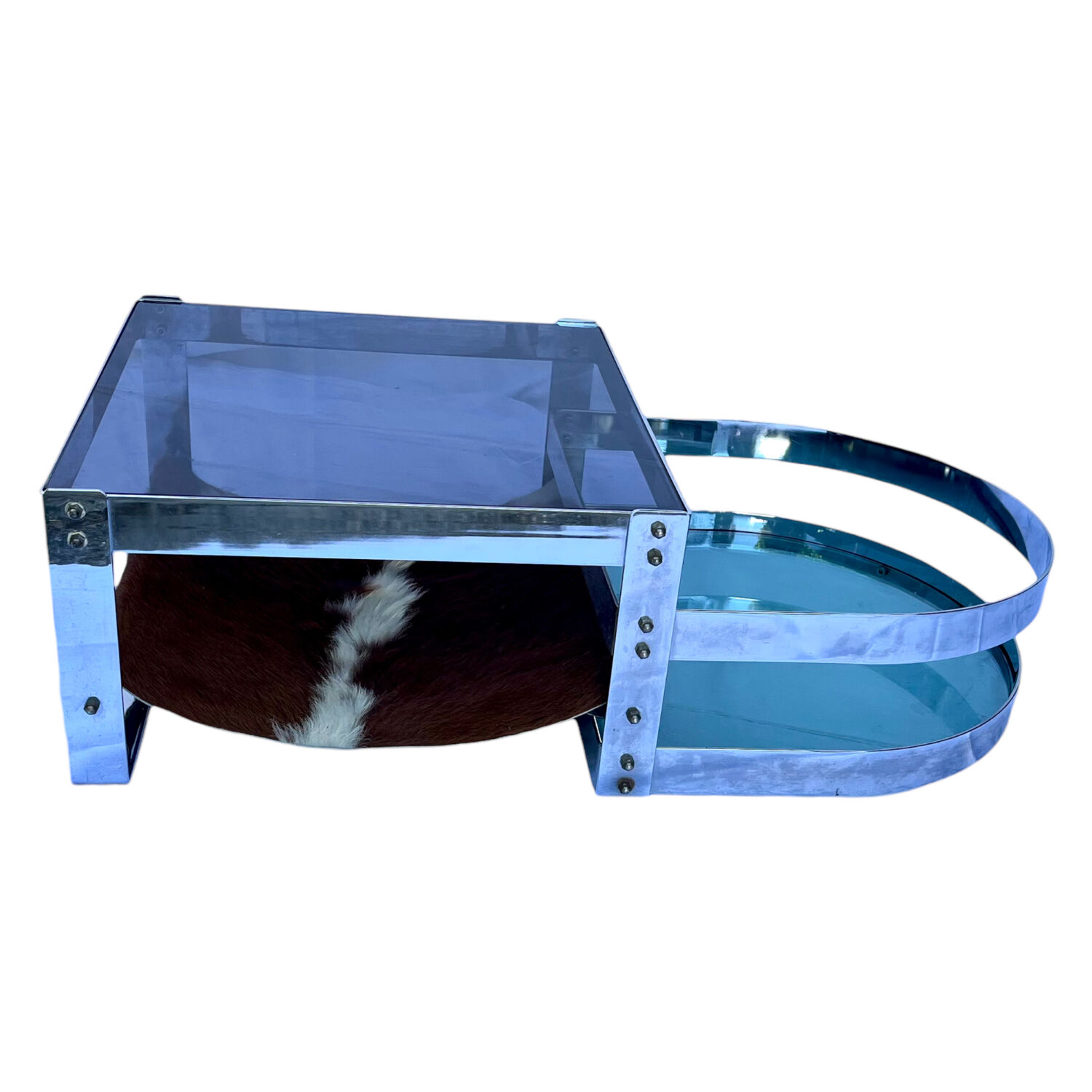 Glass and chrome steel coffee table