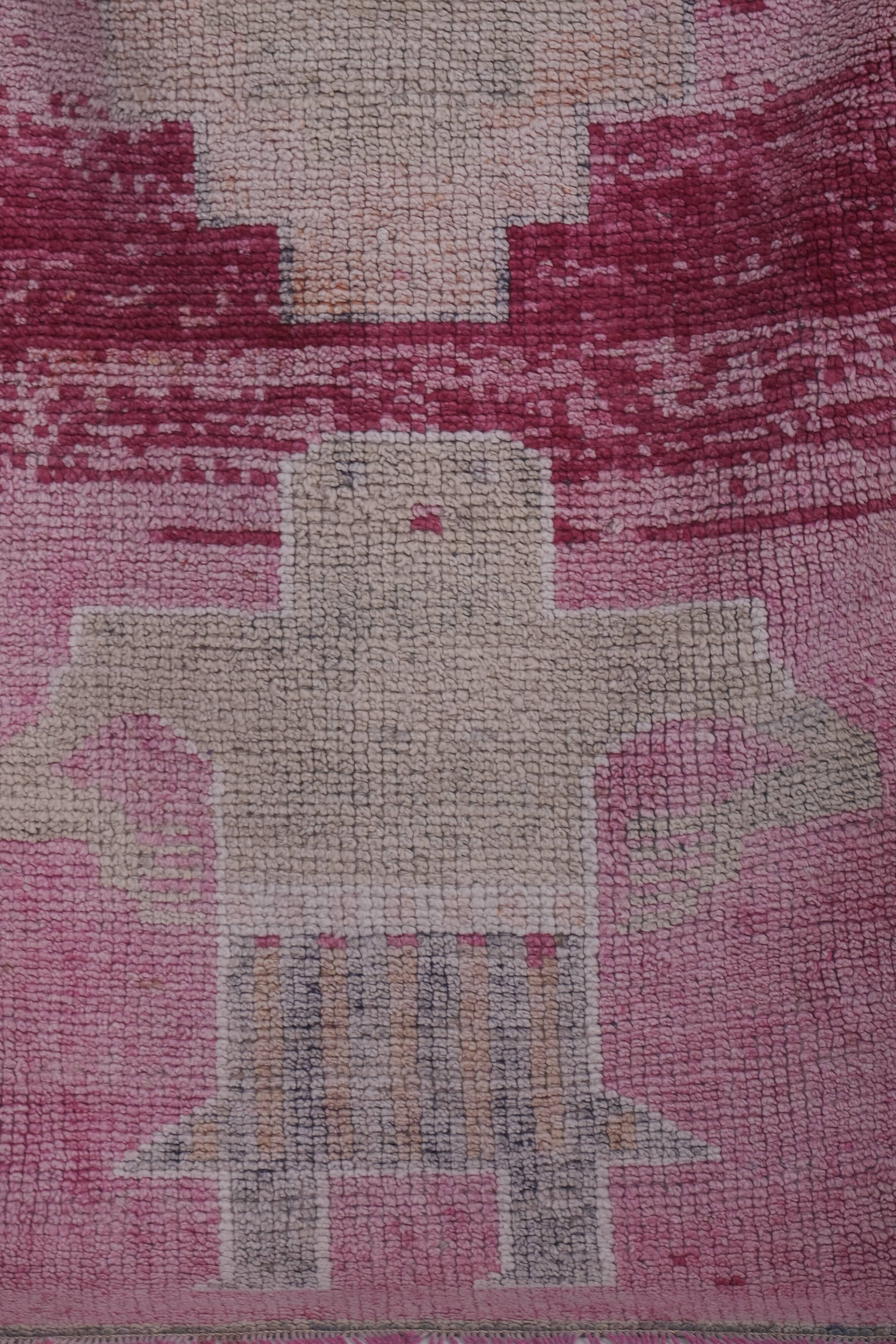 Vintage Turkish rug from Oushak, hand-woven 91x300 cm