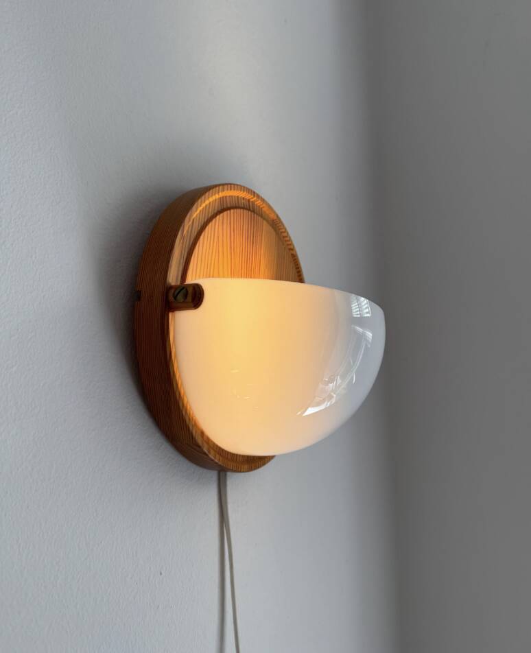 Wall lamps /wall sconce, pine wood / acryl marksljöd, sweden 1970s, pair