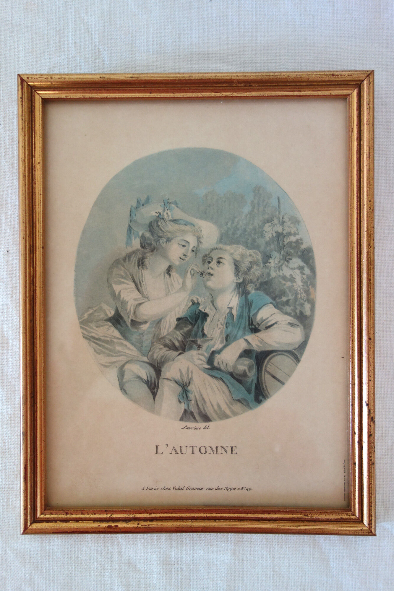 4 old lithographs of the 4 seasons