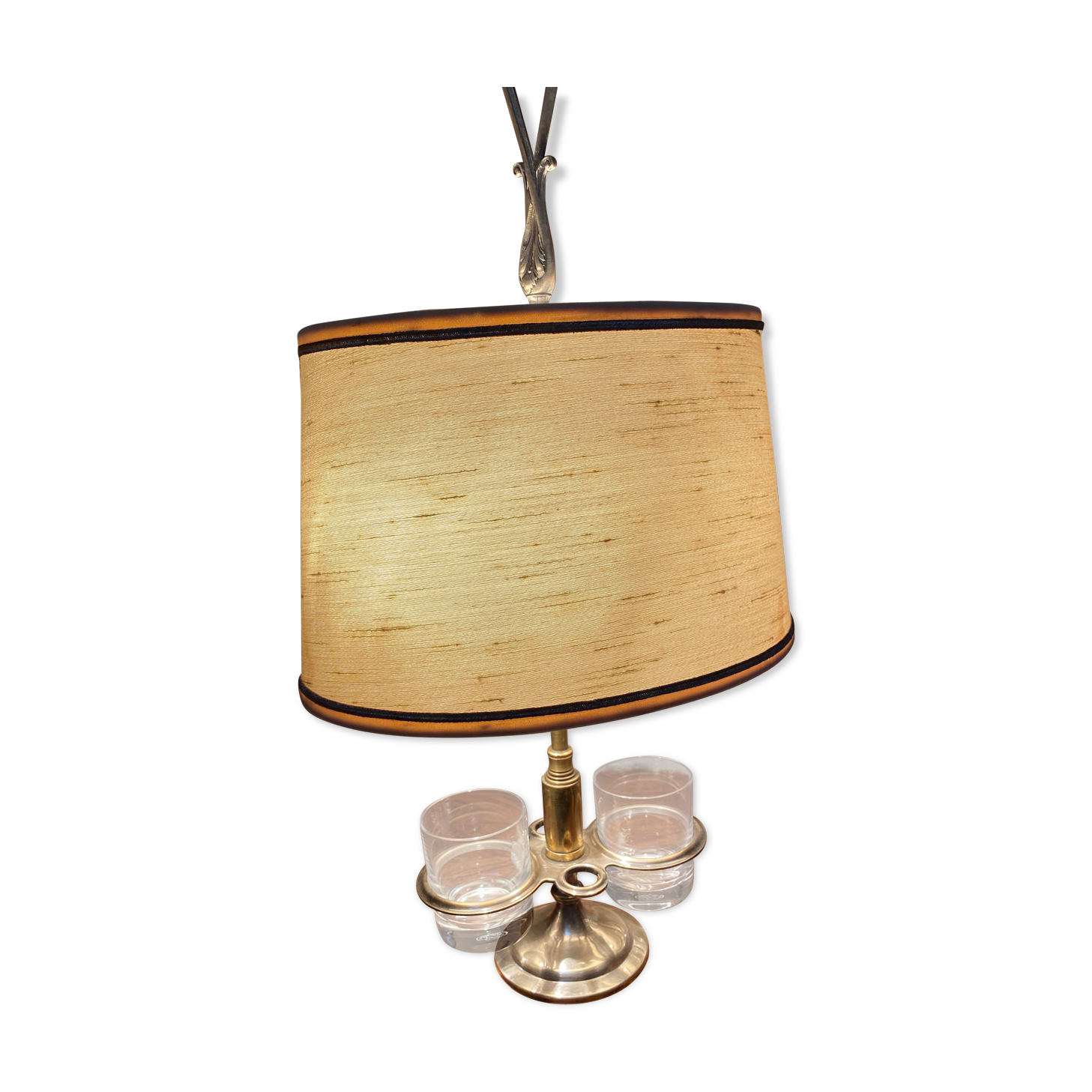 Lampe bouillotte avec 2 verres en cristal de Baccarat
