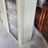 Magnificent pair of green painted fir bookcase display cabinet early 20th century