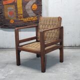 Wooden and rope armchair