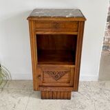 Bedside in oak and marble top