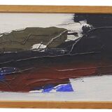 Huile sur panneau suédoise d'époque Mid Century – « Ouragan » par Hans Osswald – Vintage et encadrée – 35 × 74 cm (13,8" × 29,1")