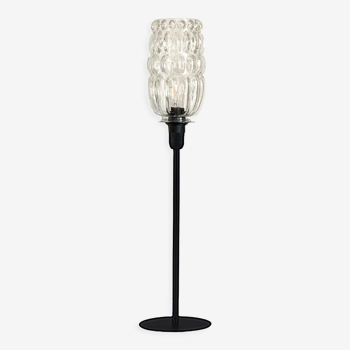 Table lamp with bubbled tubular glass shade