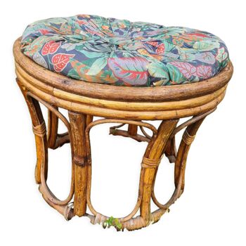 Pouf en rotin vintage 70