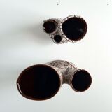 2 Vases of Vallauris in ceramic swaddled volcanic effect.
