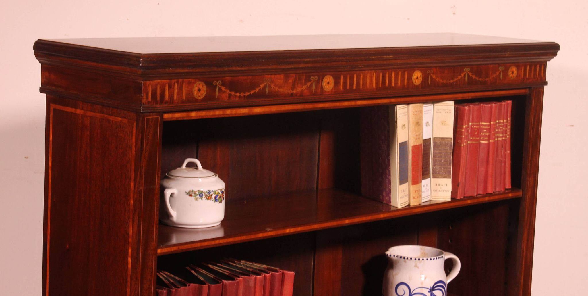 open mahogany library with inlays - 19th century