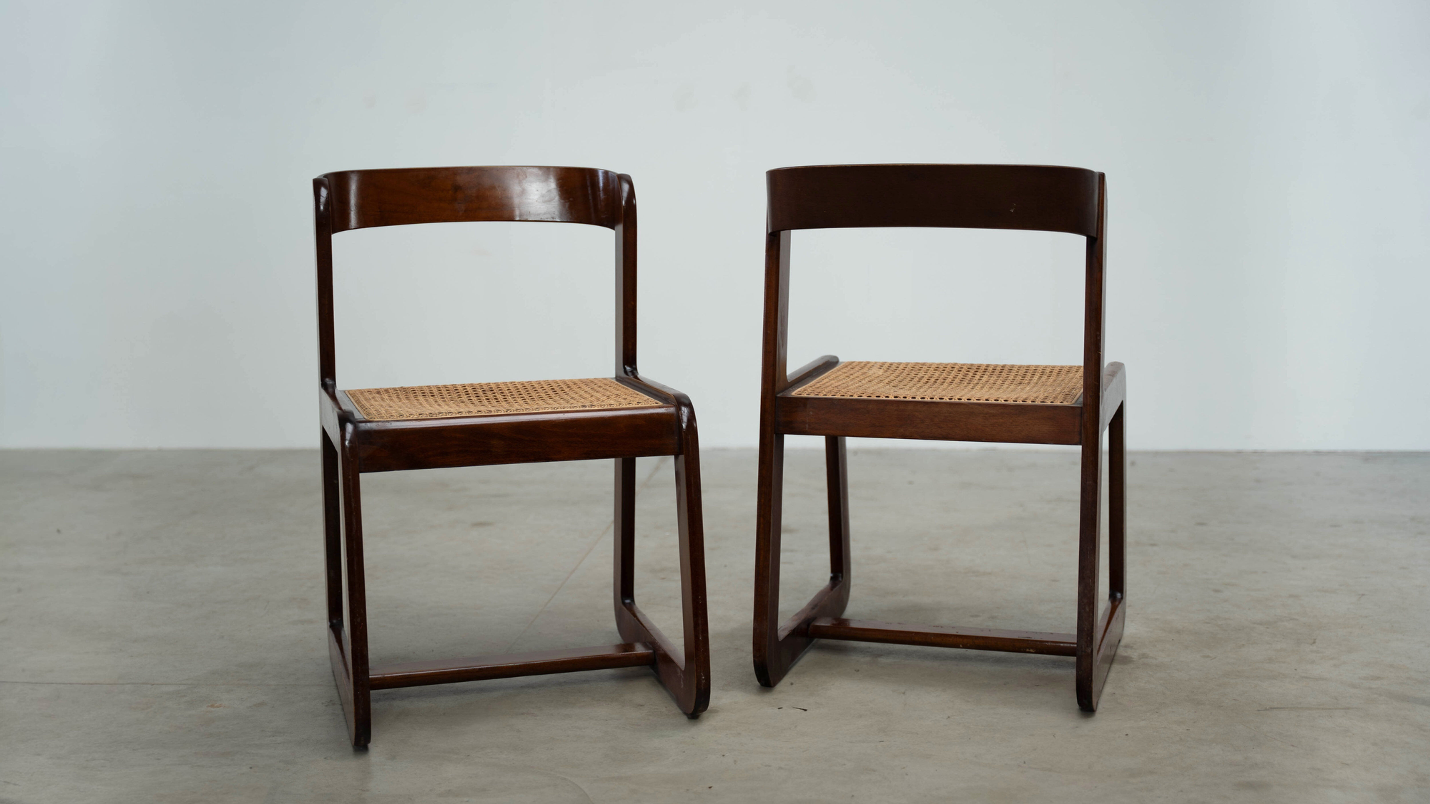 Set of six Italian dining chairs