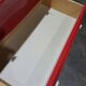Vintage ladekast met rood roze kunststof lades 1970