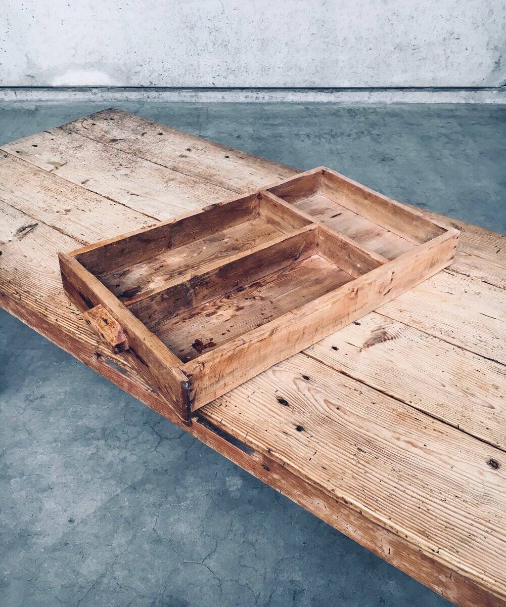 French Country Design Pine Dining Table with Drawer, France, 1930s