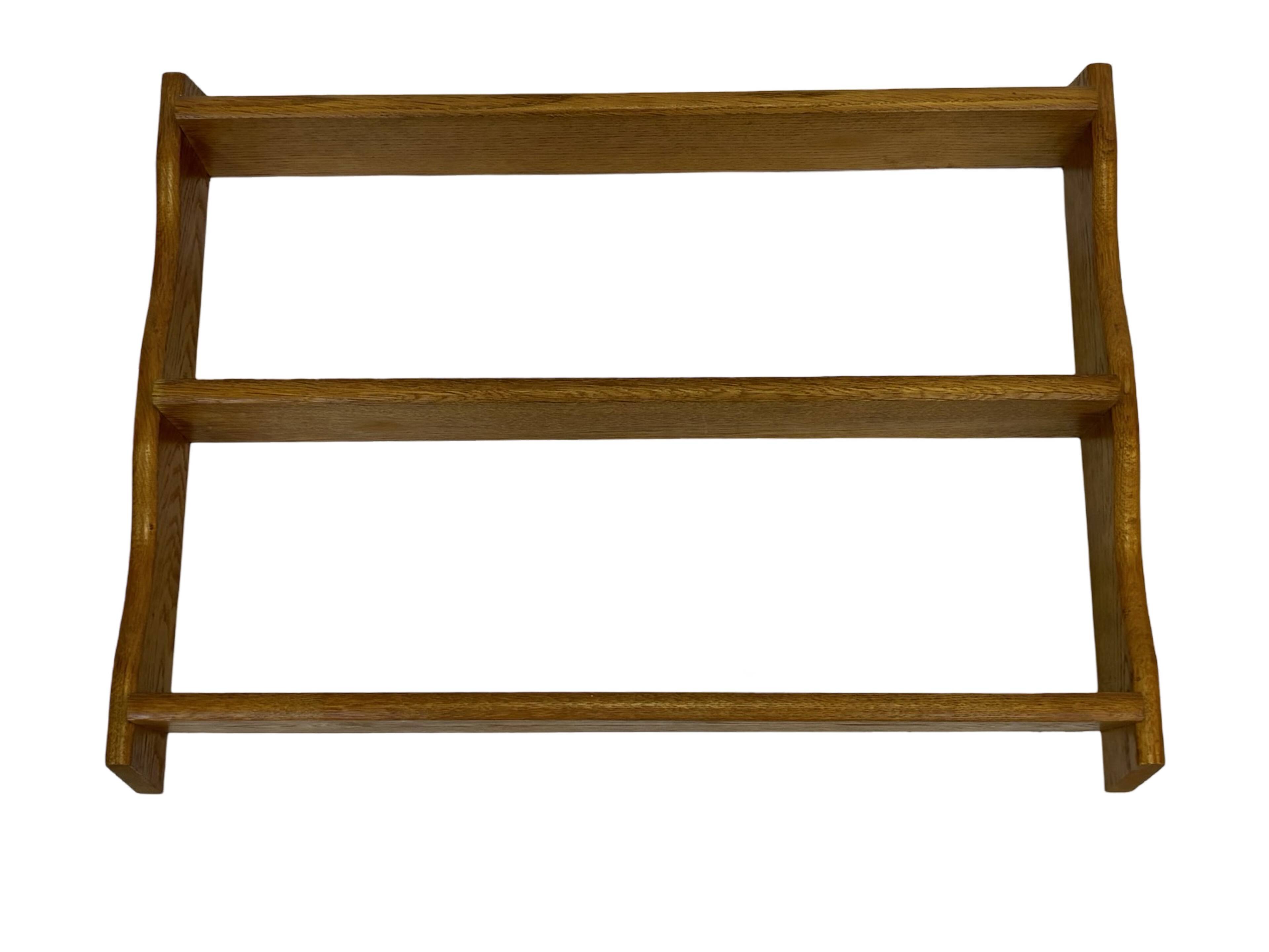 Vintage solid wooden wall rack with 3 shelves 70s oak rack