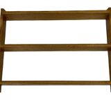Vintage solid wooden wall rack with 3 shelves 70s oak rack