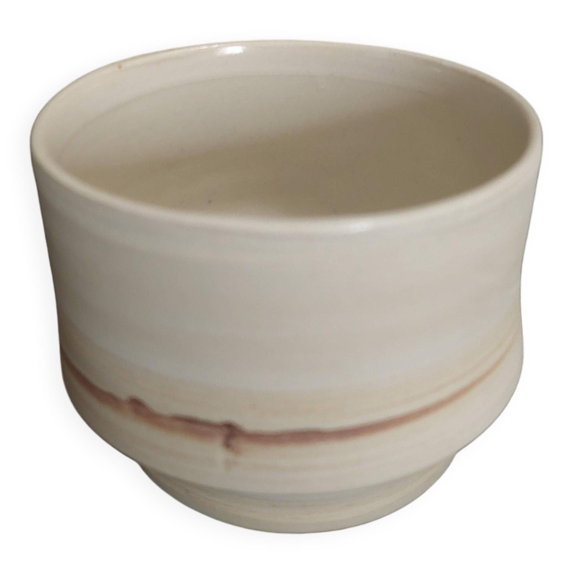Vintage matcha bowl, stoneware, handcrafted, signature to be identified.