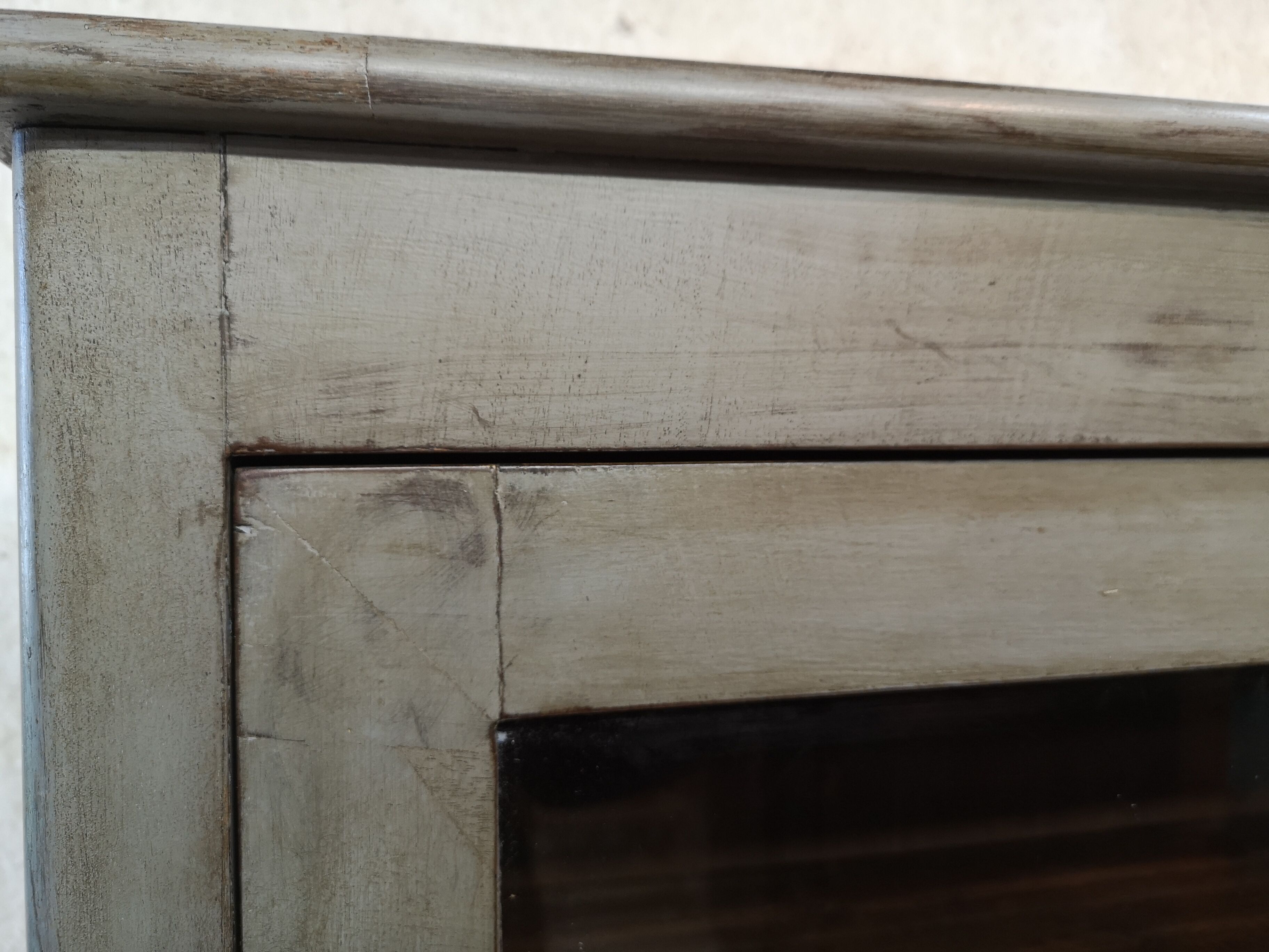 Wall showcase louis philippe xixe cabinet curiosity patina shabby gustavien