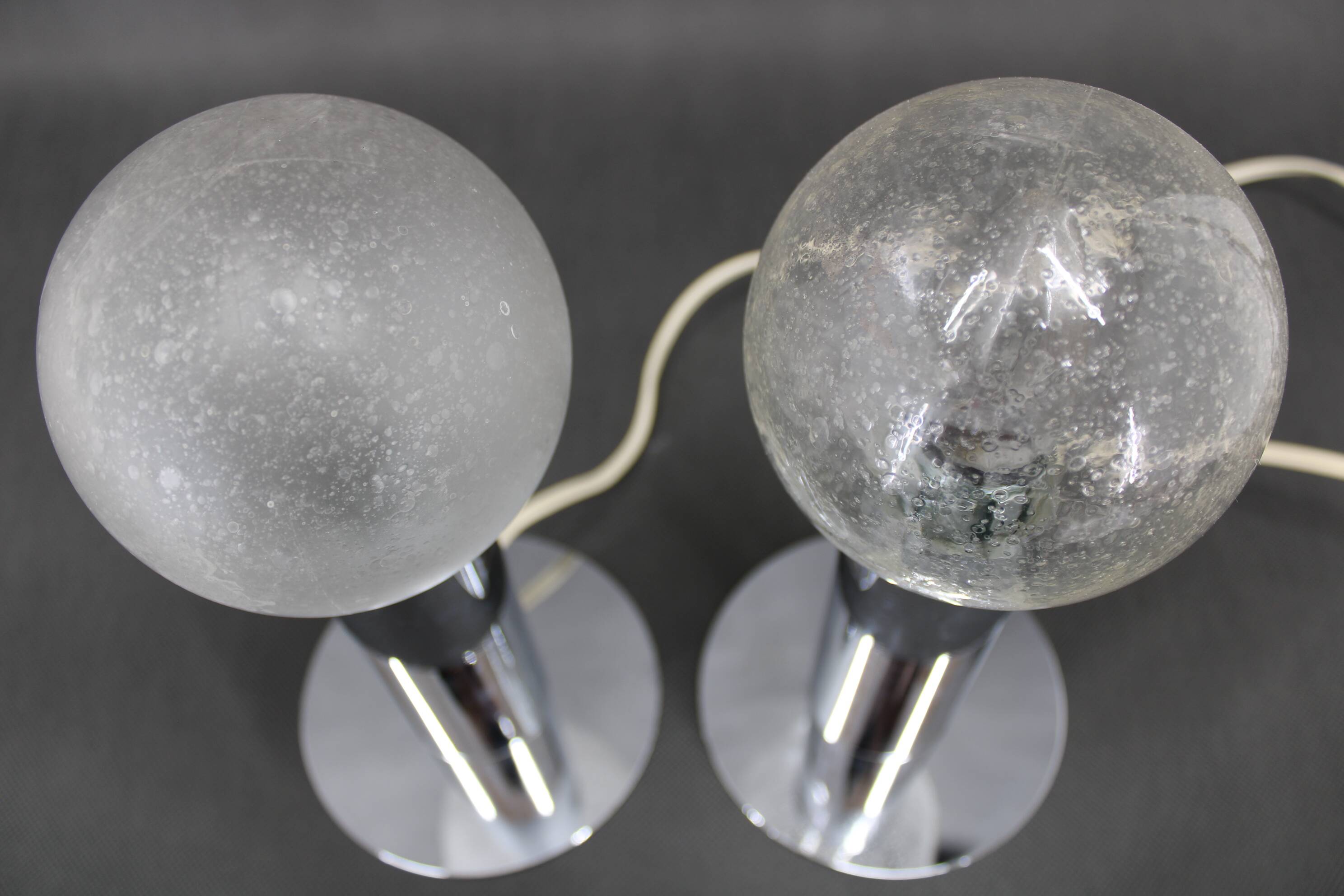 1970s Pair of Chrome Plated Lamps ,Italy