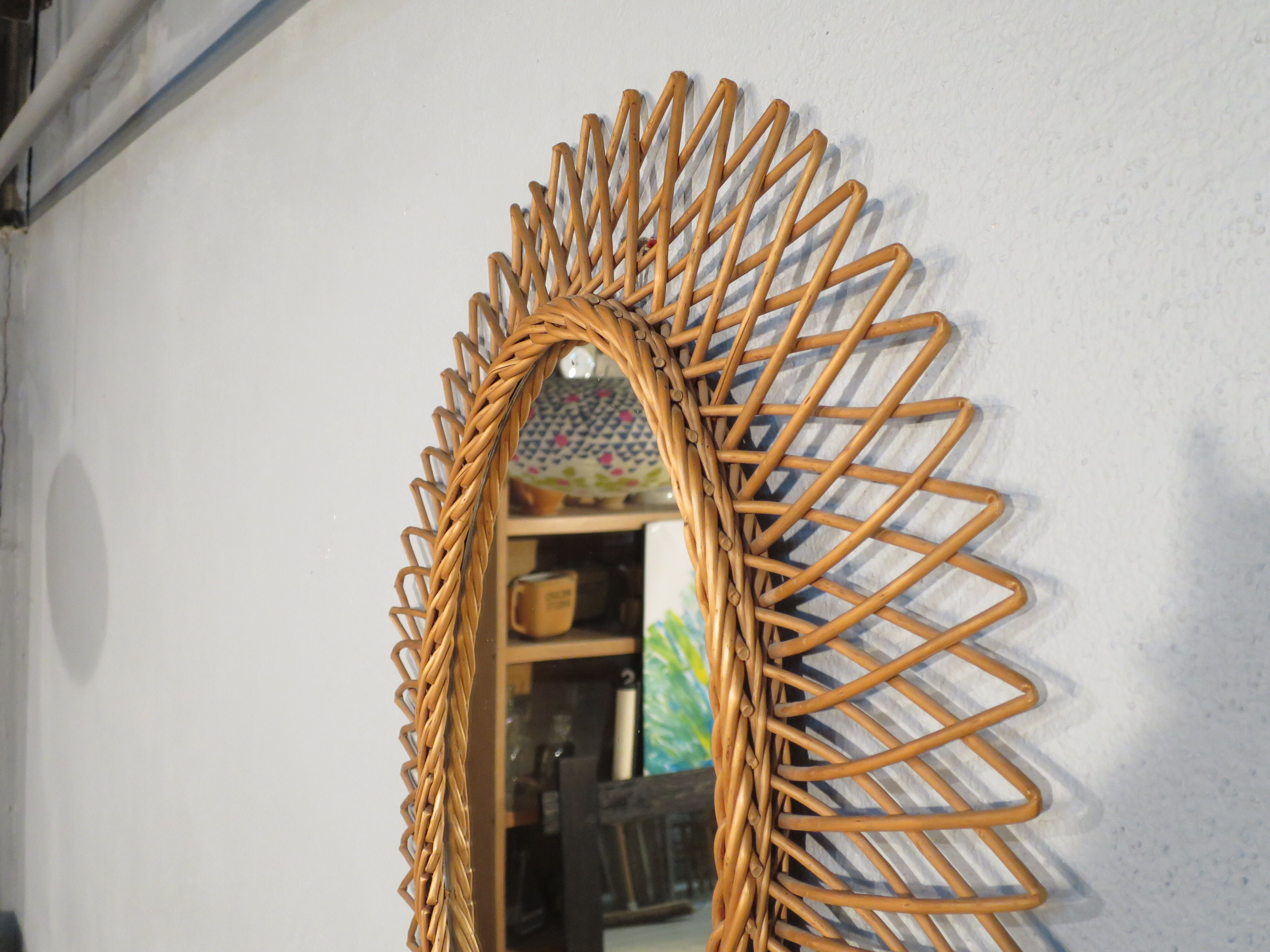 Rattan oval mirror 47x61cm