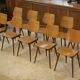 Set of 10 oak chairs from the 1960s.