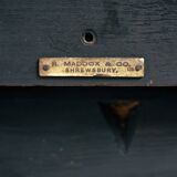 Arts crafts parlour glass display cabinet black ebonised chippendale england