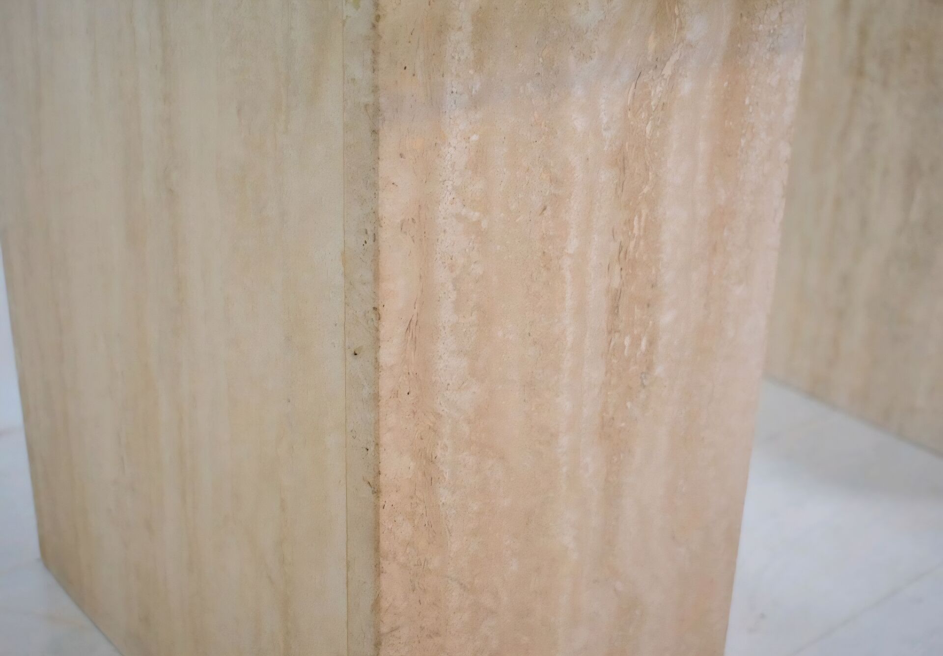 Italian travertine and glass coffe table 1970s Vintage