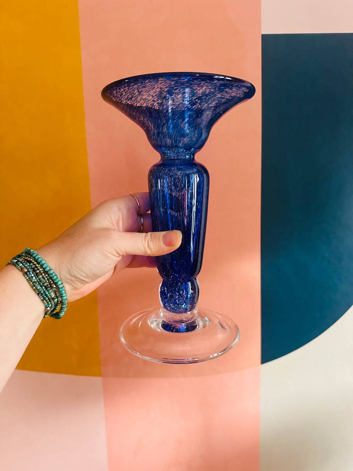 Superb vintage cobalt blue Murano candlestick