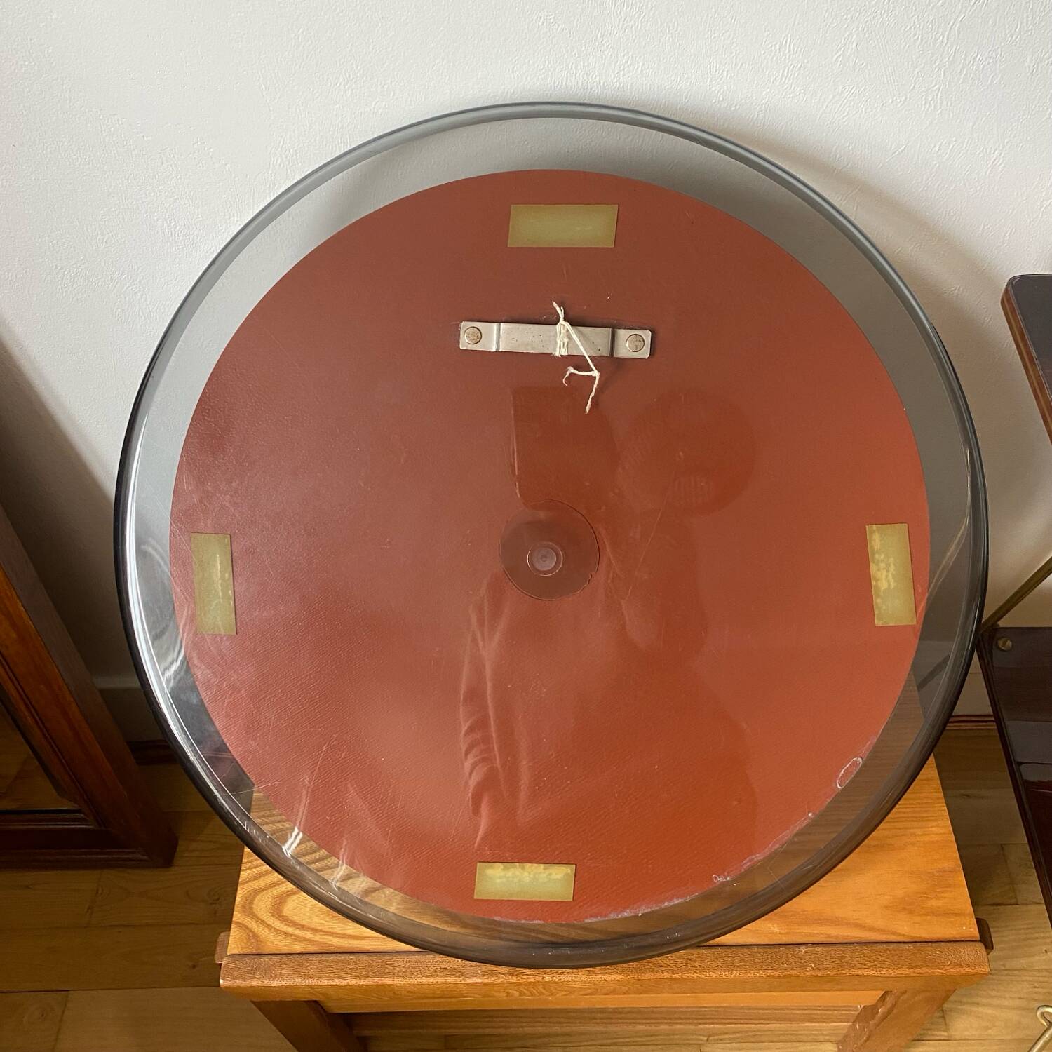 Round bluish plexiglass mirror