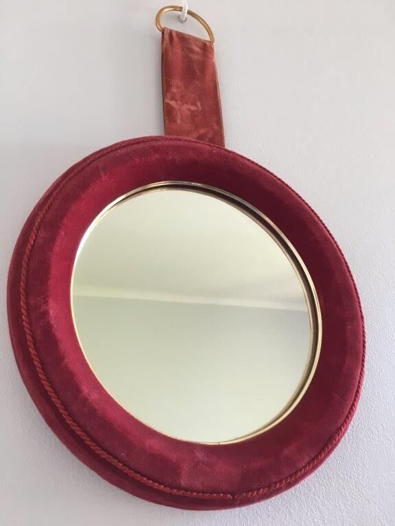 Mirror porthole in velvet 60s