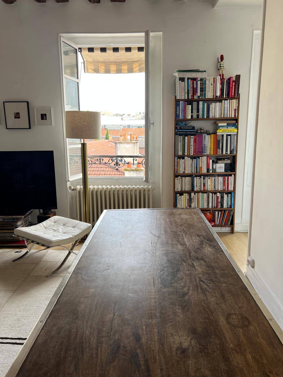 Folding industrial-style dining table