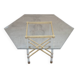 Hexagonal glass table by Sandro Petti, for Angolometallarte, 1970