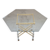 Hexagonal glass table by Sandro Petti, for Angolometallarte, 1970
