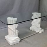 Glass top table with Greek column base
