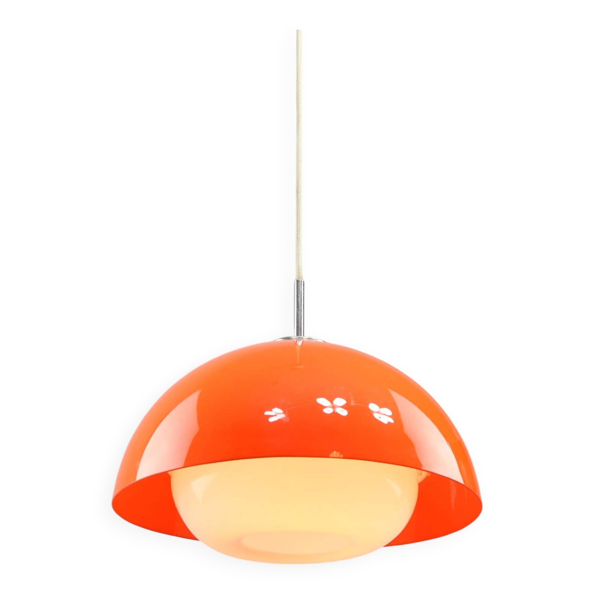 Space Age Italian Orange Acrylic Glass Pendant Lamp, 1970s