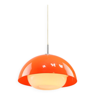 Lampe à suspension en verre acrylique orange de style Space Age, Italie, années 1970