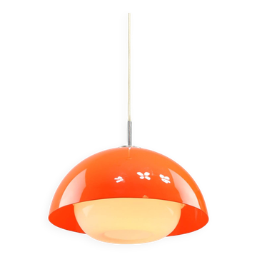 Lampe à suspension en verre acrylique orange de style Space Age, Italie, années 1970