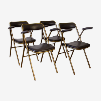 Lot of 4 metal and skai folding chairs