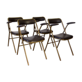 Lot of 4 metal and skai folding chairs
