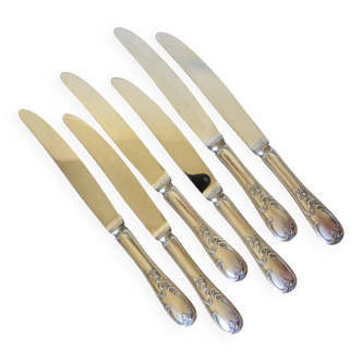 6 vintage English silver plated knives hallmarked