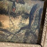 Oil on panel woman in an undergrowth