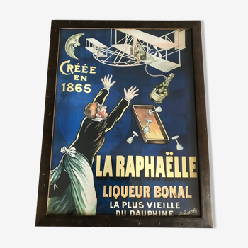 Affiche vintage encadrée liqueur bonal la raphaëlle j.rosetti 43 x 33 cm