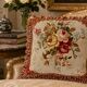 French Style Aubusson Floral Tapestry Cushion, Rose Bouquet & Tassel Fringe