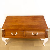 Table basse vintage en teck avec pieds en acier