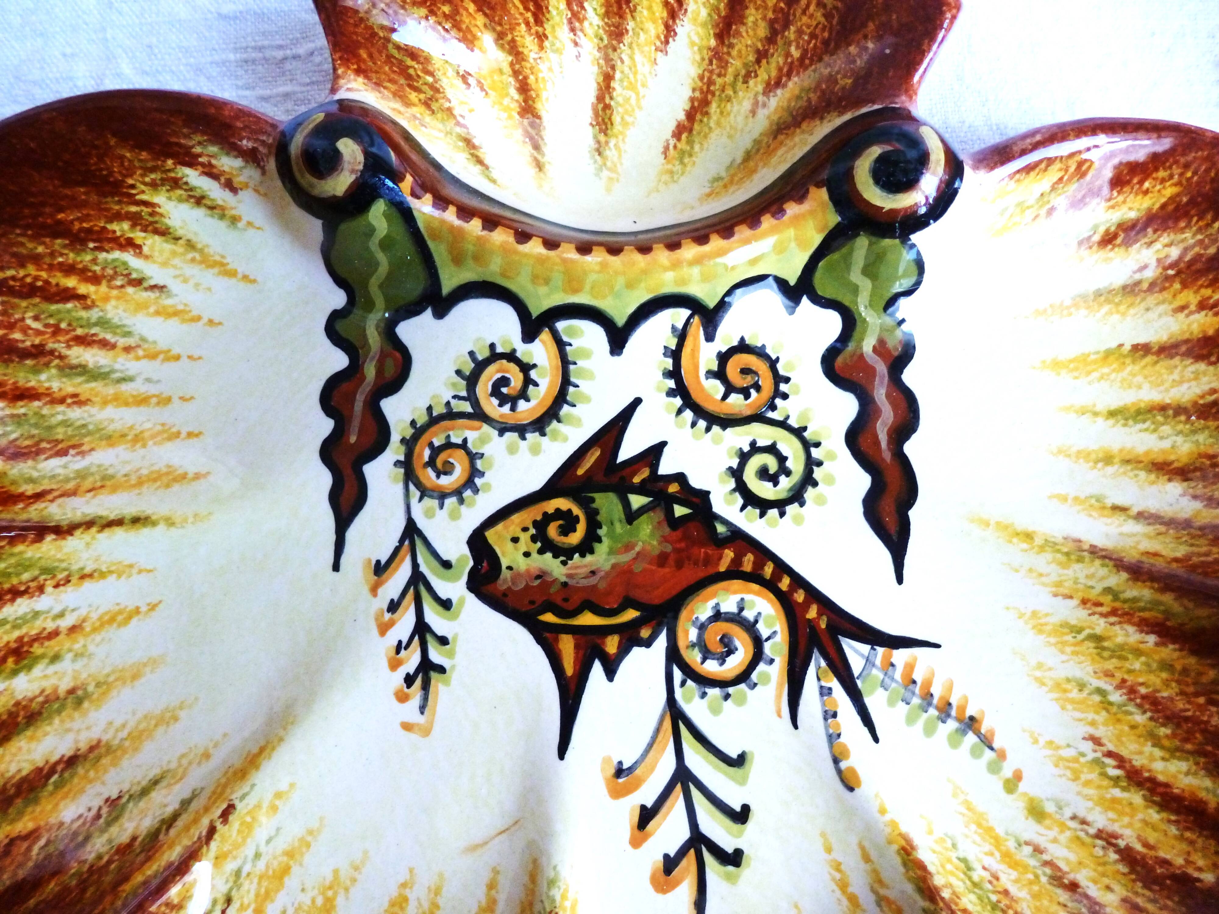Quimper oyster plates, seafood plates, wall plate