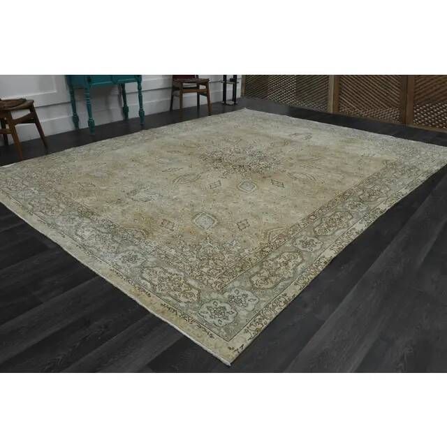 1970s Vintage Persian Handknotted Wool Brown Oversize Area Rug 288x385