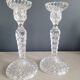 Pair of antique molded glass candlesticks