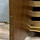 curved chest of drawers with Venetian doors, Louis XV style, in mahogany and gilded wood
