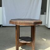 Pedestal table or small octagonal side table quadripod base with modernist spacer