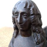 Pair of bust fireplace andirons Louise de La Vallière XIX